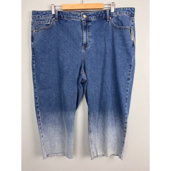 NWT Talbots Womens 22WP Plus Petite Wide Leg Crop Jean Ombre Dip Dye Frayed‎ Hem - Picture 16 of 16